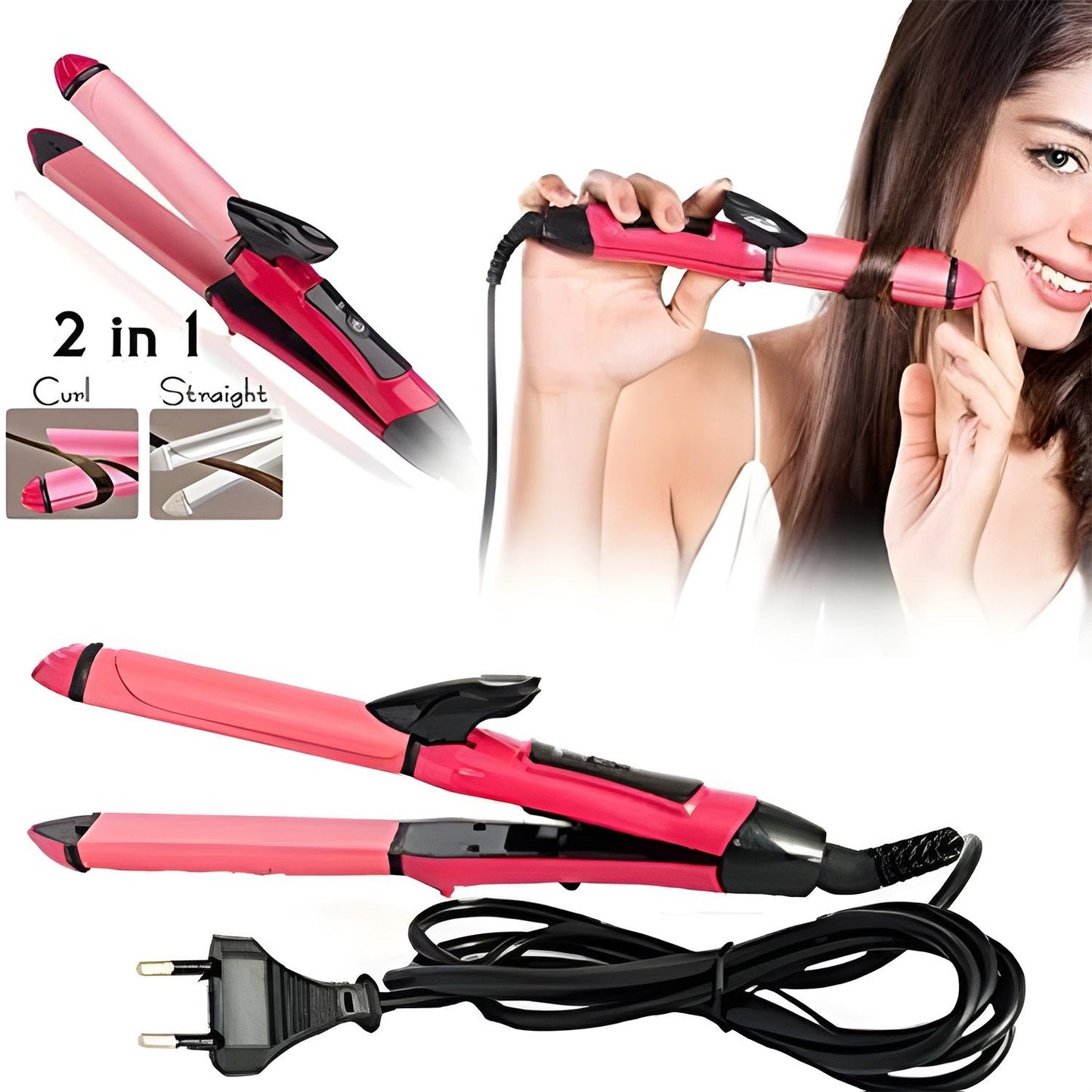 2-in-1 Hair Straightener & Curler | Salon-Quality Styling at Home | All Hair Types